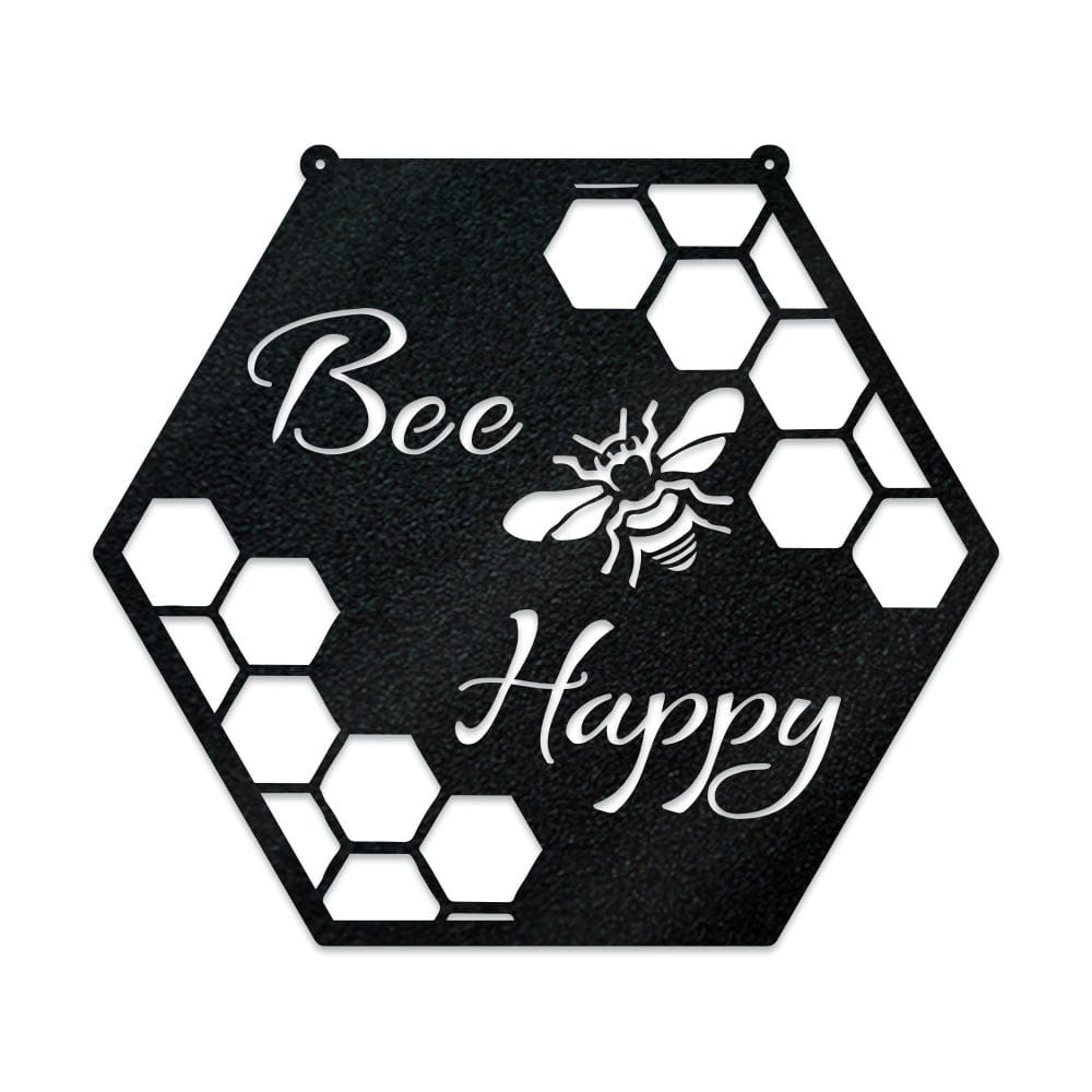 Bee Happy - Bee Hive Metal Sign