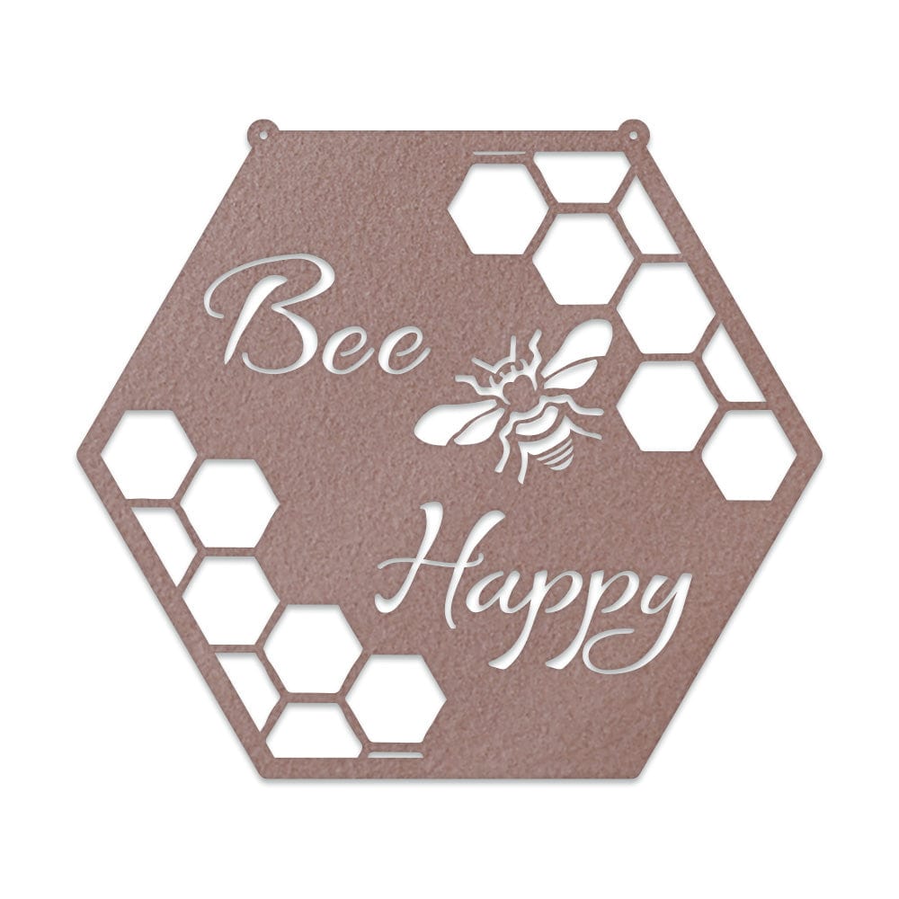 Bee Happy - Bee Hive Metal Sign