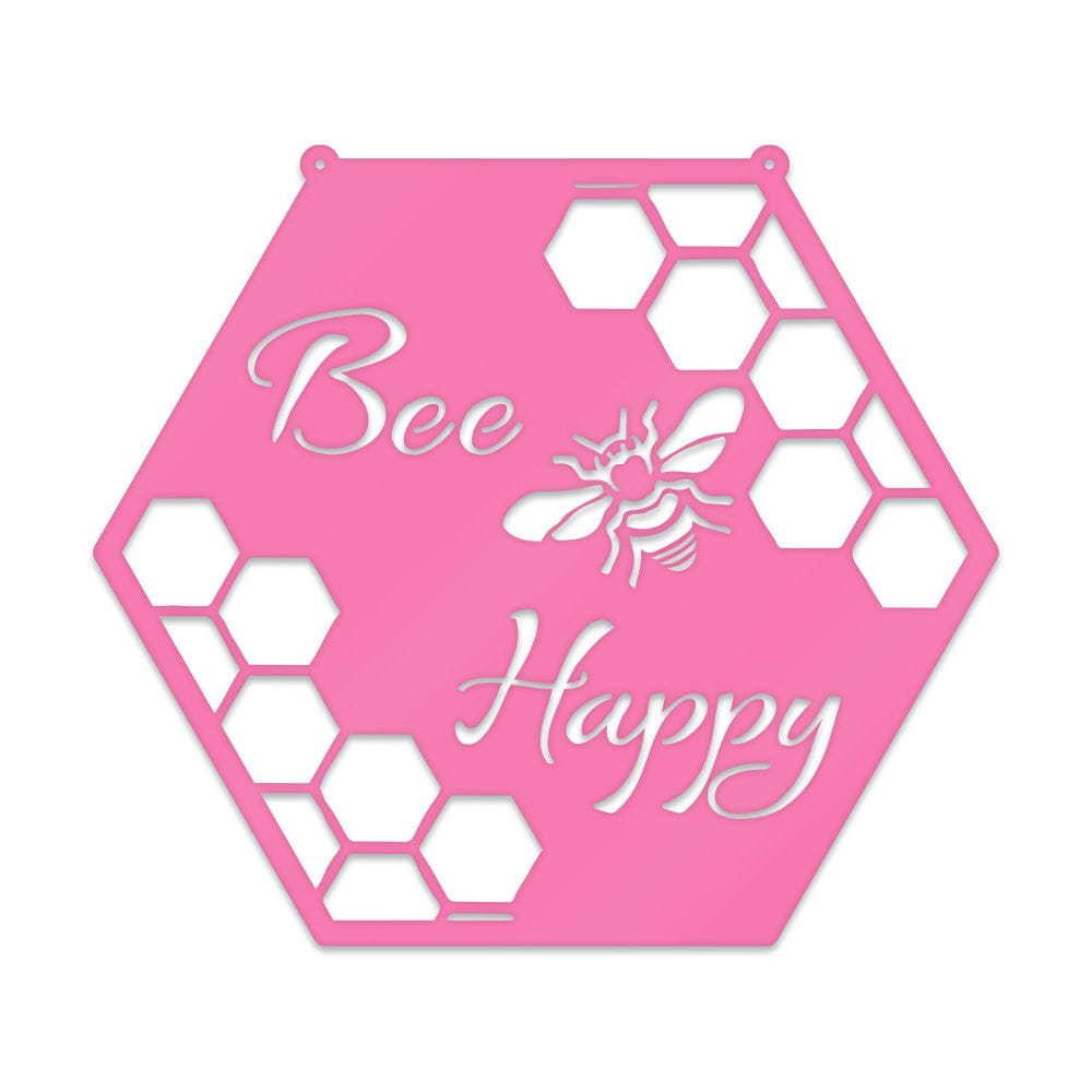 Bee Happy - Bee Hive Metal Sign
