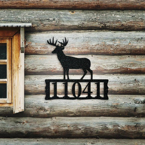 monogram metal gift Deer Address Sign