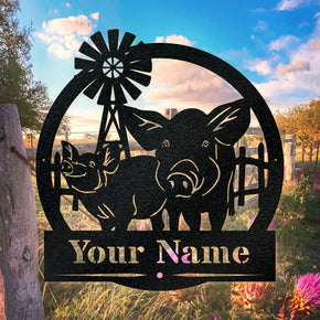 monogram metal gift Personalized Pig Farm Monogram *with LIVE PREVIEW*