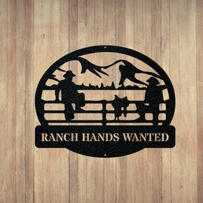 monogram metal gift Ranch Hands on a Fence Metal SIgn