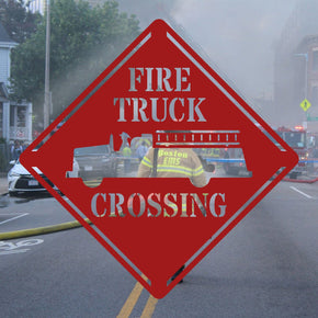 monogram metal gift Fire Truck Crossing Customizable Metal Sign