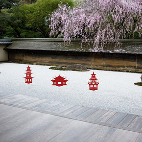 monogram metal gift Set of 3 Zen Garden Pagoda Garden Stakes