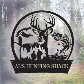 monogram metal gift Great Outdoors Hunting Trio - Personalized Metal Sign