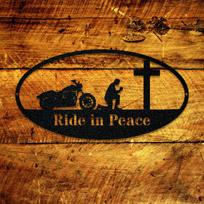 monogram metal gift Motorcycles- Biker Kneeling- Custom Metal Sign