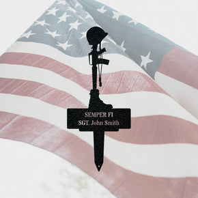 monogram metal gift Military Memorial Stake - Personalized