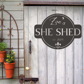monogram metal gift Round She Shed Personalized Metal Sign