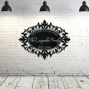 monogram metal gift Custom Welcome to Our Home Ornate Metal Sign