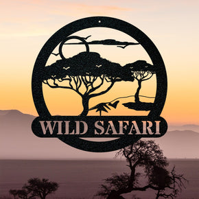 monogram metal gift Wildlife Safari Scene - Personalized Metal Sign