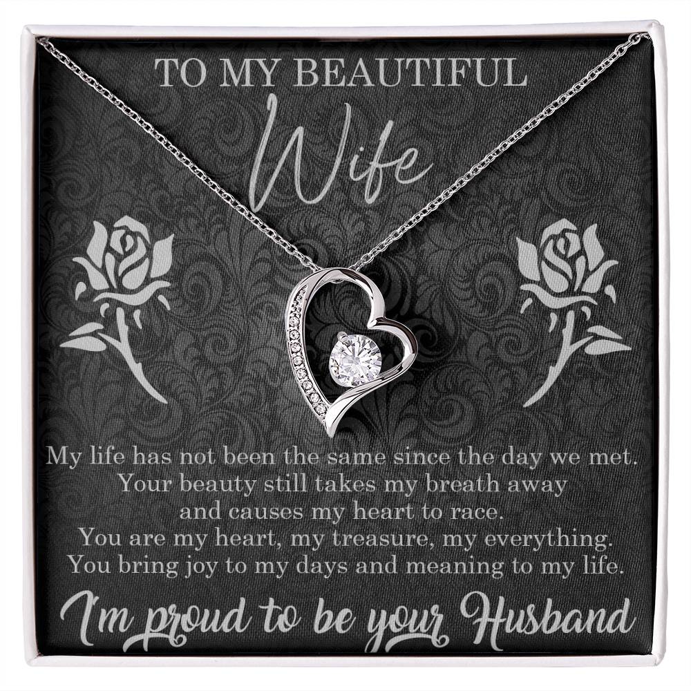 ShineOn Fulfillment Jewelry 14k White Gold Finish / Standard Box Forever Love Necklace Design Personalized for Wife