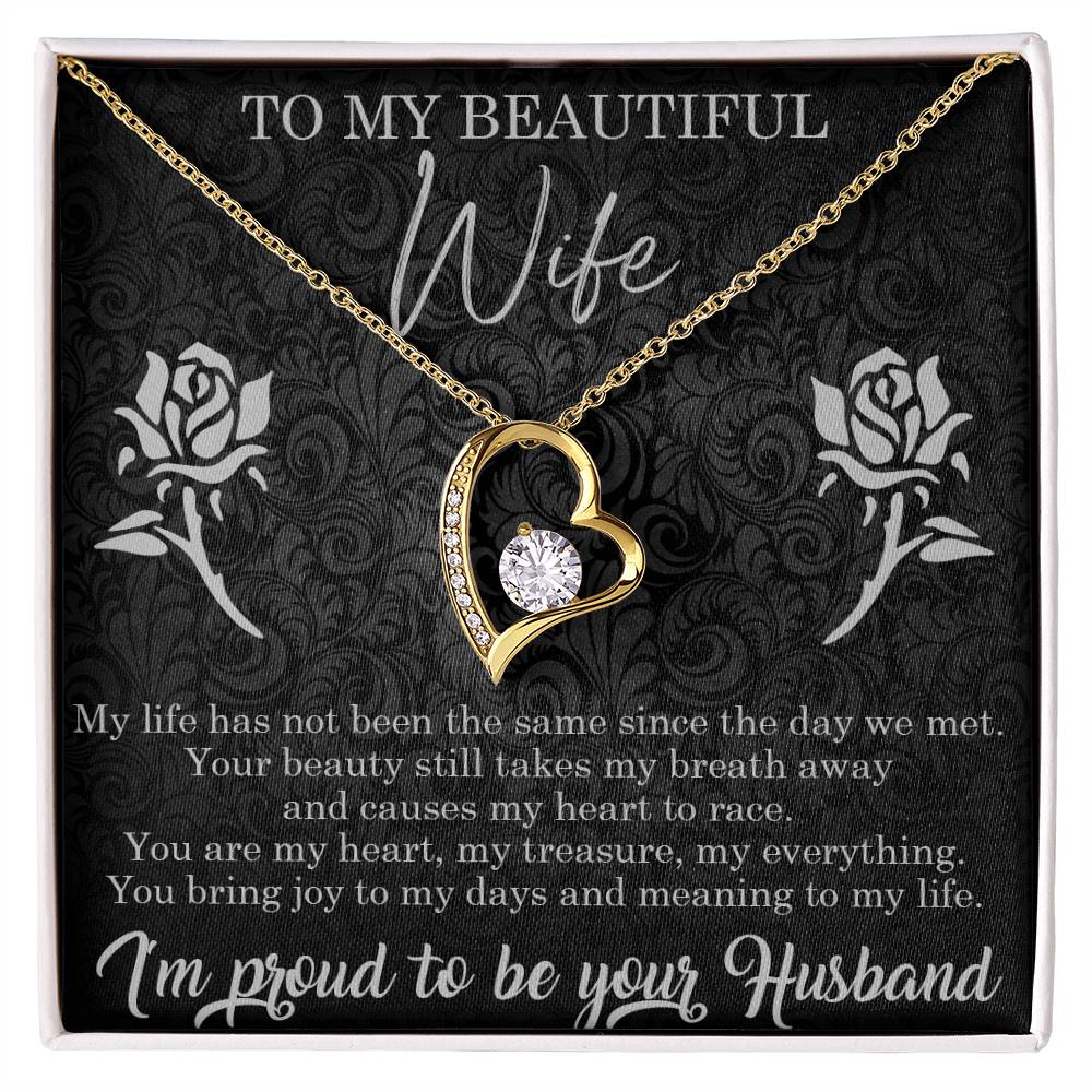 ShineOn Fulfillment Jewelry 18k Yellow Gold Finish / Standard Box Forever Love Necklace Design Personalized for Wife