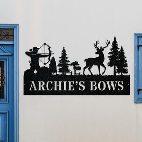 Bow Hunting Deer Archery Outdoor Personalized Metal Sign monogram metal shop