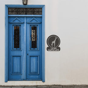 monogram metal gift Giraffe Circle Customizable Metal Address or Nameplate