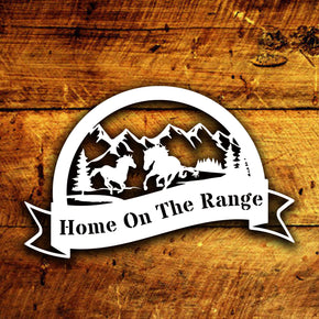 monogram metal gift Great Outdoors- Half Moon Wild Horses with Banner Personalized Metal Sign