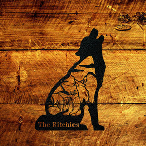 monogram metal gift Great Outdoors- Howling Wolf with Scenery Personalized Metal Sign