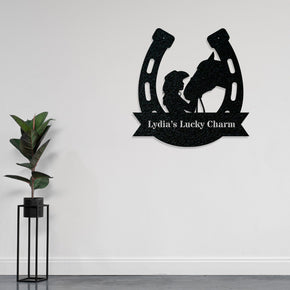 monogram metal gift Her Lucky Horseshoe Personalized Metal Sign