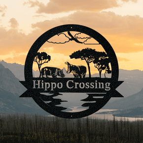 Hippo Personalized Metal Sign, Hippopotamus Safari Gift, Name or Custom Text Metal Decor monogram metal shop