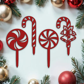 monogram metal gift Holidays Peppermint Lollies and Candy Cane Christmas Yard Stakes