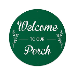 monogram metal shop Decor Welcome to Our Porch Circle Sign