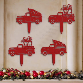 monogram metal gift Little Red Truck Holiday Yard Stakes