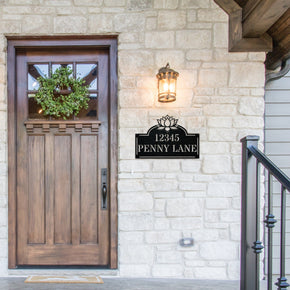 monogram metal gift Lotus Address Plate - Custom Metal Address Sign