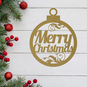 monogram metal gift Merry Christmas Ornament English