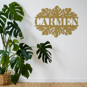 monogram metal gift Monstera Split Leaf Personalized Metal Sign