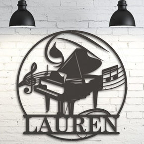 monogram metal gift MUSIC: Personalized piano and sheet music metal sign