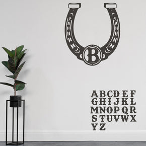 monogram metal gift Ornate Lucky Horseshoe with Initial Metal Sign