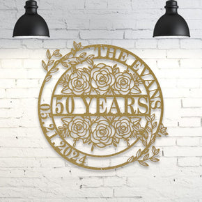monogram metal gift Personalized Anniversary/Wedding with Flowers metal sign