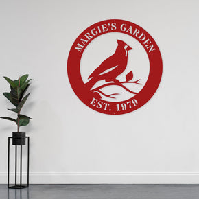 monogram metal gift Personalized Cardinal on Branch Metal Sign