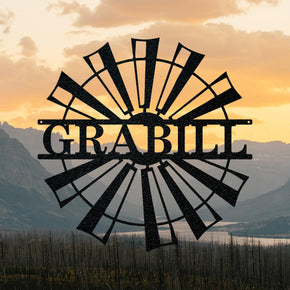 Personalized Windmill Sign - Custom Monogram Metal Garden Decor | Durable Outdoor Art monogram metal shop