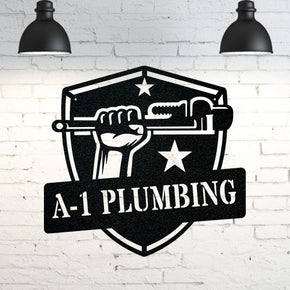 Plumber Custom Metal Sign – Personalized Durable Steel Shop Sign with Powder Coated Finish monogram metal gift