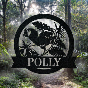 monogram metal gift Rainforest Parrot Personalized Metal Sign