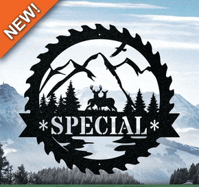 Sawblade Great Outdoor Monogram Sign - Personalized Metal Wall Art | Rustic Deer & Elk Plaque monogram metal gift