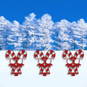 monogram metal gift Set of 3 Double Candy Cane Yard Stakes