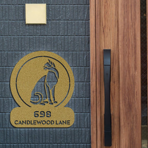 monogram metal gift Sitting Cat Circle Customizable Metal Address or Nameplate