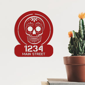 monogram metal gift Sugar Skull Address Personalized Metal Sign