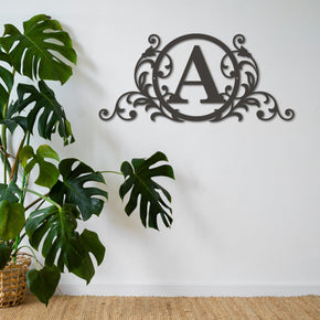 monogram metal gift Vine and Circle Metal Monogram Sign