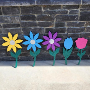 Weatherproof Garden Flowers – Colorful Yard Stakes | Daisy Tulip Rose Decor monogram metal gift