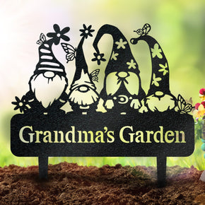 Garden Gnome Monogram - Metal Yard Signs *with Live Preview*