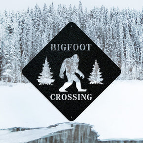 monogram metal gift Bigfoot Crossing - Sasquatch Metal Sign