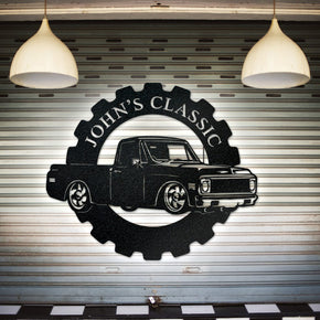 monogram metal gift Chevy Classic Truck - Metal Car Collection Sign *with LIVE PREVIEW*