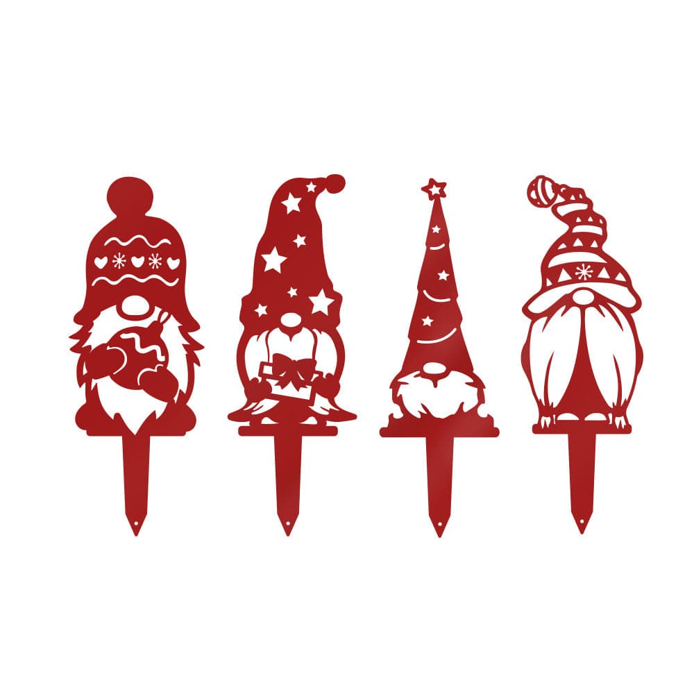Gnome Christmas Set - 4 Metal Yard Signs - monogram metal shop