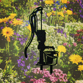 monogram metal gift Water Pump and Bucket Gardening Sign - Metal Sign