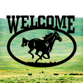 Welcome Running Horse Sign