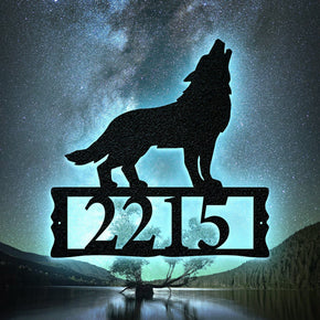 Howling Wolf Metal Address Plaque