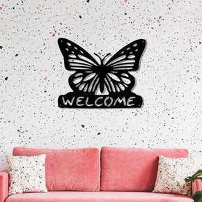 monogram metal gift Butterfly Welcome Metal Sign