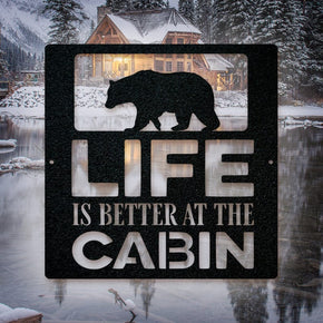 monogram metal gift Life is Better at the Cabin - Bear